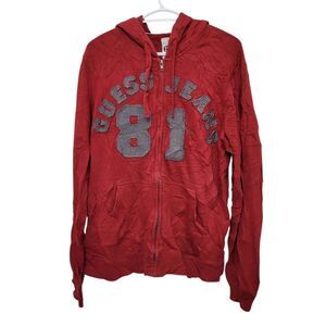 2/$20 Guess Classic Logo Red Zip Up Hoodie Jacket Size: M